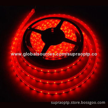 Red Color Flexible LED Strip, 30 Pieces of 3528 SMD LEDs/Meter, Waterproof, 120 Degrees Beam Angle